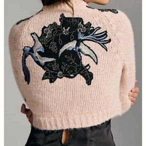 Anthropologie Wendy Wurtzburger Dancing Cranes Cardigan Sweater XS NWT